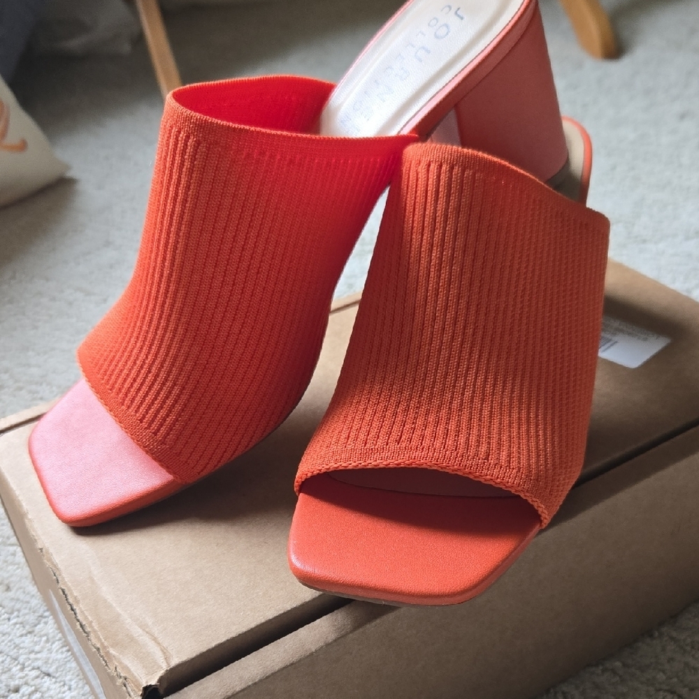 Journee Collection Orange Block Heel Mules